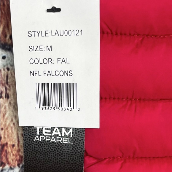 NWT Atlanta Falcons NFL Men’s Red Black Medium Full Zip Puffer Vest Jacket - Picture 3 of 5